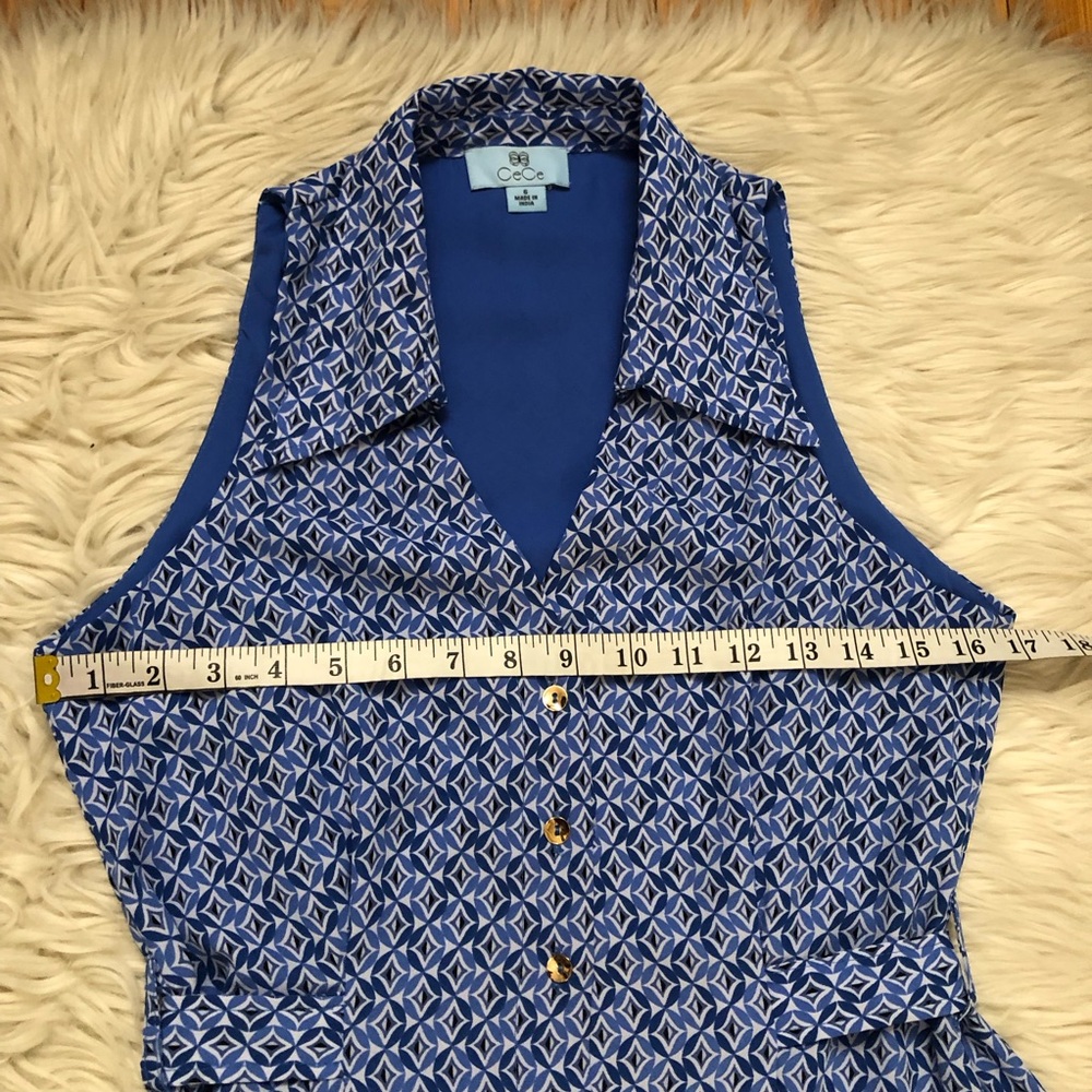 CeCe Geometric Diamond Button Down Collared Flowy… - image 14